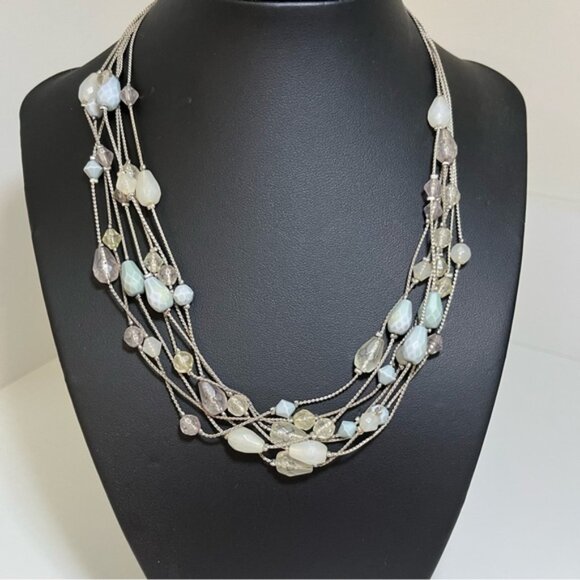 Multi-strand Turquoise and Clear Beads Necklace - Picture 1 of 7